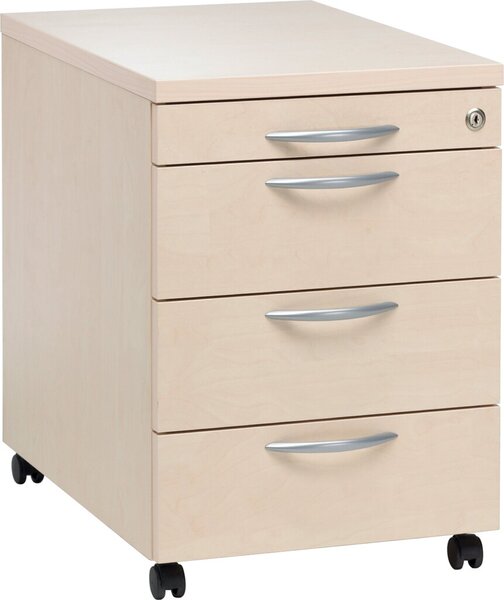 Image Rollcontainer inkl. Materialschub ahorn, 3 Schübe Metall mit Selbst-