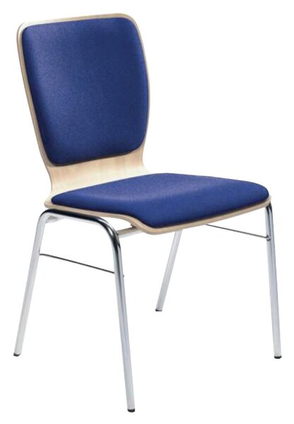 Image Besucherstuhl aus chromf. Stahl- Rohr, buche-blau gepolstert