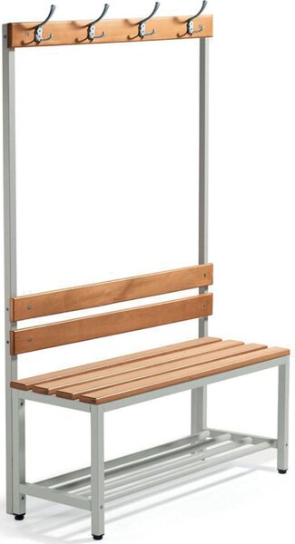 Image Sitz- und Garderobenbank,1850x1000x395 Holzleisten, Stahlgestell,