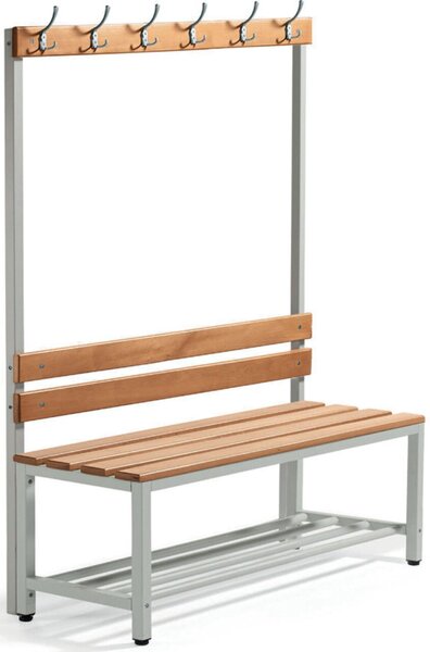 Image Sitz- und Garderobenbank,1850x1500x395 Holzleisten, Stahlgestell,