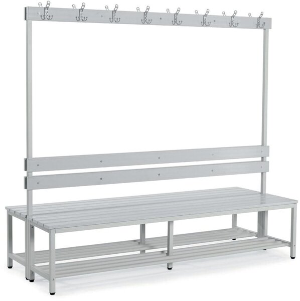Image Sitz- und Garderobenbank,1850x2000x760 mit Kunststoffleisten, Stahlgestell,