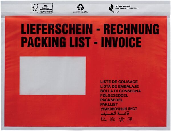 Image UNIPACK Begleitpapiertasche C5, mit Druck, Lieferschein/Rechnung