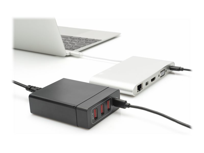 Image DIGITUS 4-Port USB-Ladeadapter 72W 1x USB-C PD 5 9 15 20V/3A 3x USB-A 5V/2.4A s