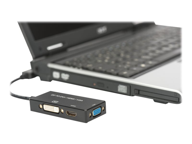 Image DIGITUS ASSMANN DisplayPort Konverterkabel DP - HDMI+DVI+VGA St-Bu/Bu/Bu 0,2m 3