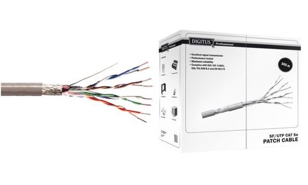 Image DIGITUS CAT 5e SF-UTP Roh-Patchkabel Länge 100 m Box AWG 26/7 PVC Simplex Farbe