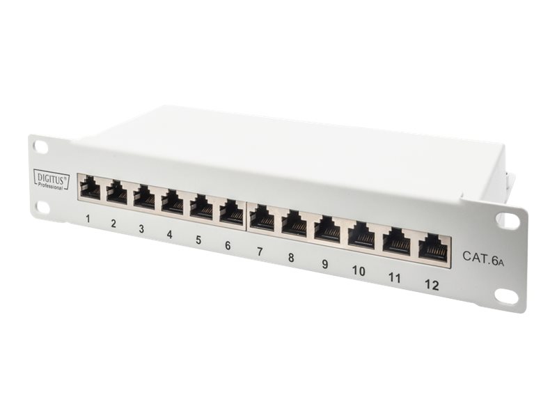 Image DIGITUS CAT 6A Patch Panel, geschirmt, 12-Port, 1HE, 10", grau