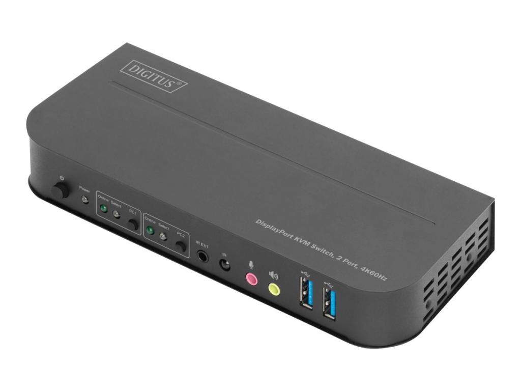 Image DIGITUS KVM Switch, 2-Port, 4K60Hz, 2xDP in, 1xDP/HDMI out