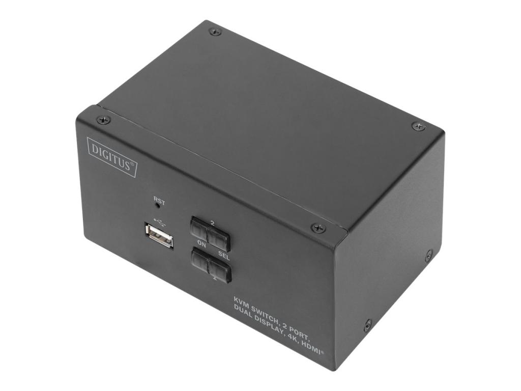 Image DIGITUS KVM Switch, 2-Port, Dual-Display. 4K, HDMI
