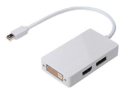 Image DIGITUS Mini DisplayPort auf HDMI DisplayPort und DVI Adapterkabel, (0,2m, weiß)