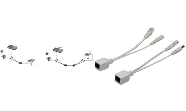 Image DIGITUS PoE Kabelset passiv bis max 5m 10/100Mbit RJ45 Stecker RJ45 Buchse DC S
