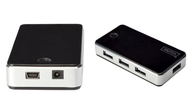 Image DIGITUS USB-HUB DIGITUS 7-port, USB2.0, extern, schw Klavierlack,+NT