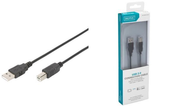 Image DIGITUS USB 2.0 Kabel BASIC, USB-A - USB-B Stecker, 1,8 m (11003386)