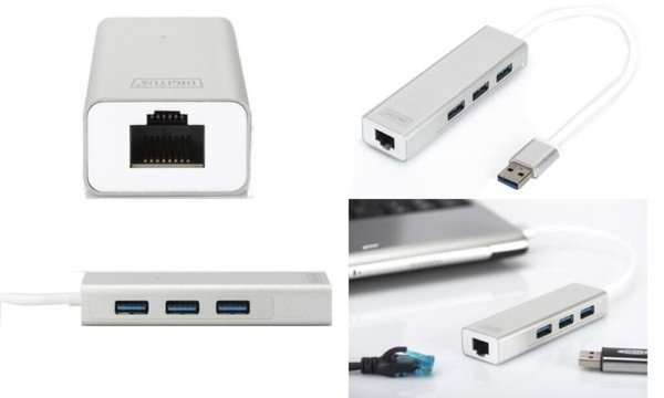 Image DIGITUS USB 3.0 3-Port HubundLAN-Adapt