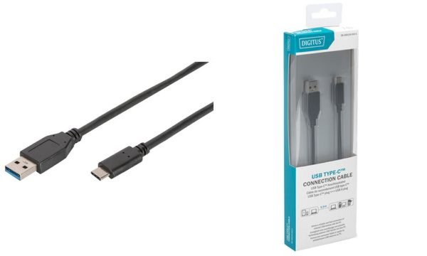 Image DIGITUS USB Type-C Anschlusskabel 1m AWG 24/28 Stecker / Stecker schwarz
