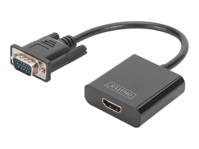 Image DIGITUS VGA to HDMI Konverter + Audio 3,5mm Full HD 1080p Kabeltyp 15cm schwarz