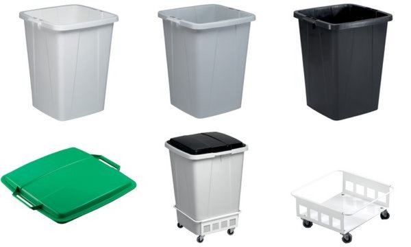 Image DURABLE Abfallbehälter DURABIN 90, quadratisch, grau zur Mülltrennung von Recyc