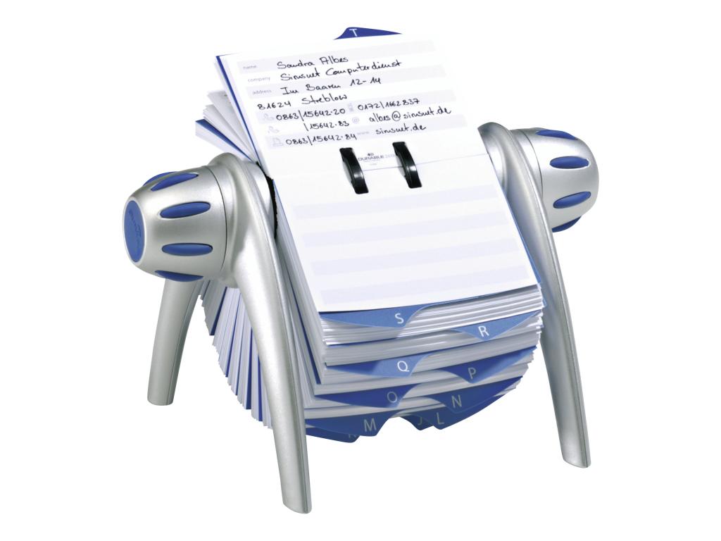 Image DURABLE Adresskartei TELINDEX flip, metallic-silber - blau Rollkartei für Telef