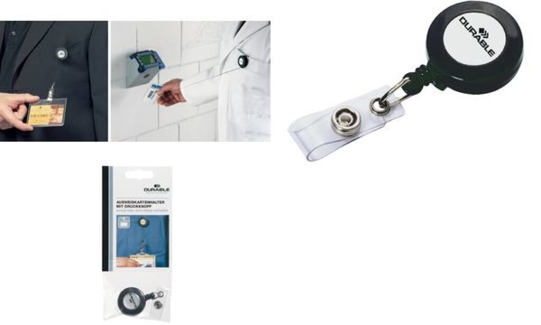 Image DURABLE Ausweishalter mit Druckknopf, anthrazit mit Aufrollmechanismus, durch M