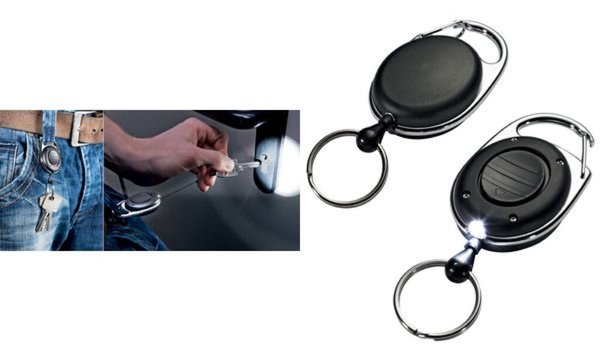 Image DURABLE Ausweishalter mit Jojo und LED, oval, schwarz mit Metall-Clip-Befestigu