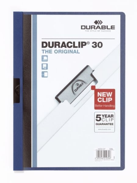 Image DURABLE Klemmhefter DURACLIP ORIGINAL 30, DIN A4, dunkelblau transparenter Vord