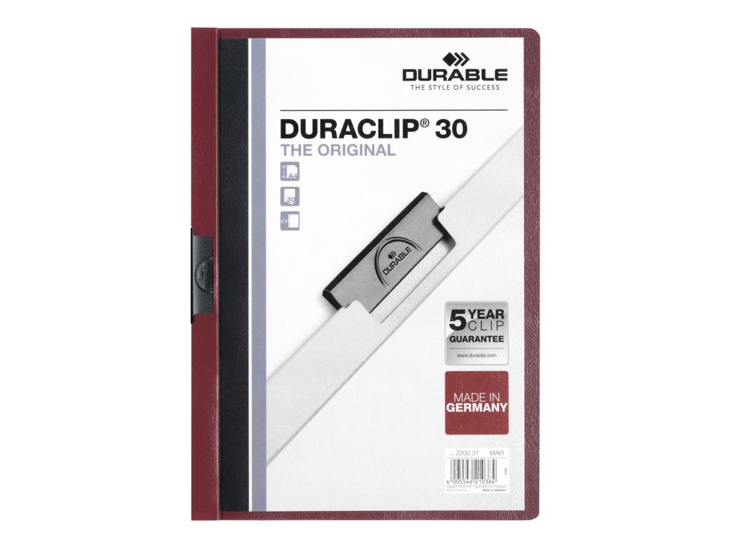 Image DURABLE Klemmhefter DURACLIP ORIGINAL 30, DIN A4, aubergine transparenter Vorde