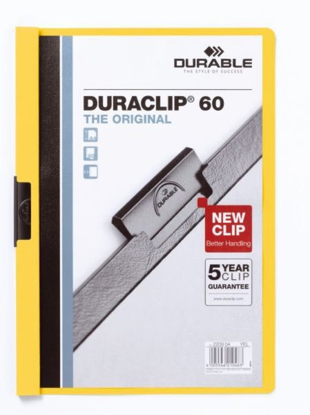 Image DURABLE Klemmhefter DURACLIP ORIGINAL 60, DIN A4, gelb transparenter Vorderdeck