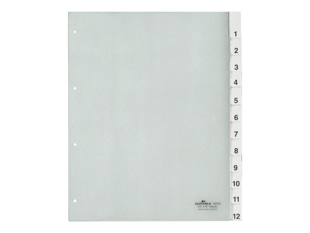 Image DURABLE Kunststoff-Register, A4, 12-teilig, transparent aus Hartfolie, überbrei
