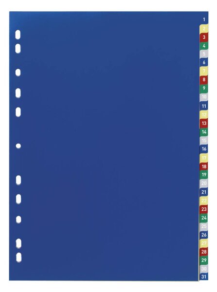 Image DURABLE Kunststoff-Register, Zahlen, A4, 31-teilig, 1 - 31 farbig, mit geprägte