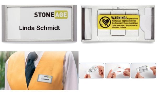 Image DURABLE Namensschild CLASSIC, mit Magnet, 74 x 34 mm, silber für einfaches und 