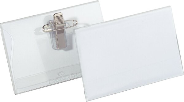 Image DURABLE Namensschild, mit Kombiklemme, 90 x 54 mm transparent, aus Hart-PVC, mi