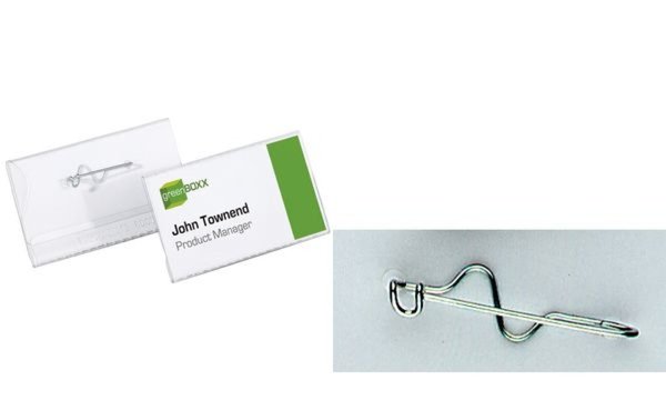 Image DURABLE Namensschild, mit Wellennadel, 60 x 30 mm transparent, aus Kunststoff, 