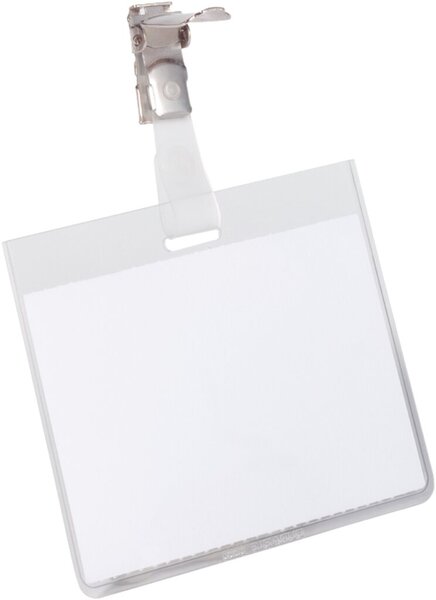 Image DURABLE Namensschild, oben geschlossen, mit Clip, 90 x 60 mm Querformat, aus tr