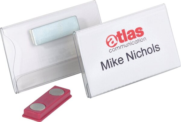 Image DURABLE Namensschilder, mit Magnet, 75 x 40 mm, transparent aus Hartfolie, star