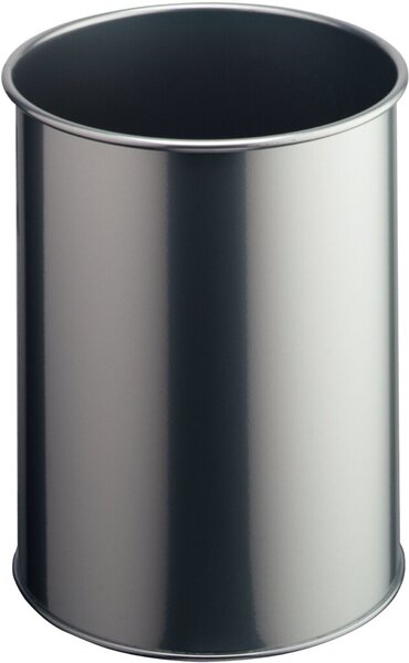 Image DURABLE Papierkorb METALL, rund, 15 Liter, metallic silber aus Stahl, kratzfest