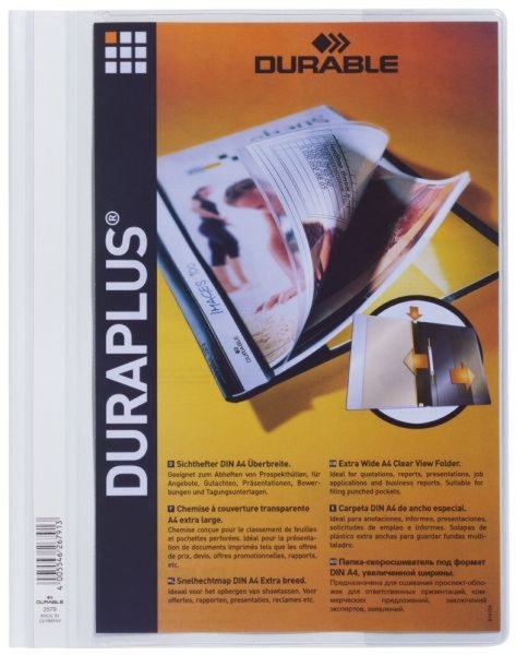 Image DURABLE Schnellhefter DURAPLUS, DIN A4, weiß, überbreit transparenter Vorderdec