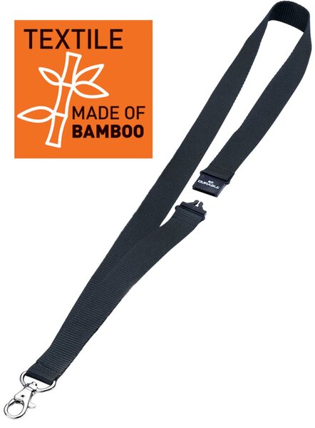 Image DURABLE Textilband 20 ECO mit Karabiner, Bambus, schwarz