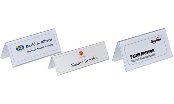Image DURABLE Tisch-Namensschild, Dach-Form, aus Hartfolie transparent, zweiseitig le
