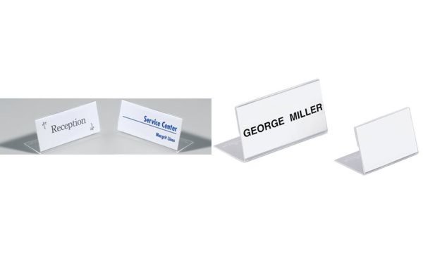Image DURABLE Tisch-Namensschild, L-Form, aus Acryl, transparent für Einsteckschilder