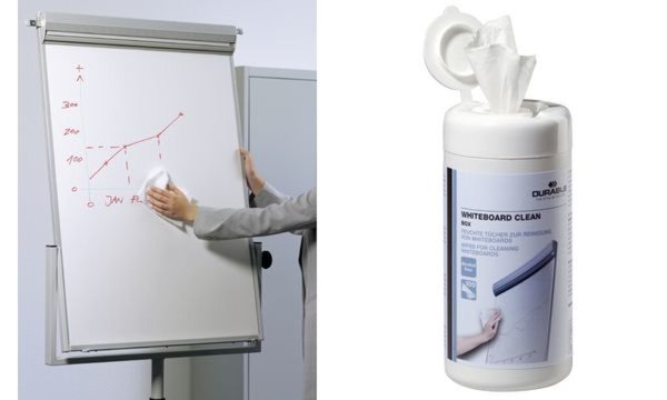 Image DURABLE WHITEBOARD Box - Reinigungstücher (Wipes) - weiß