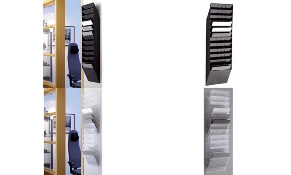Image DURABLE Wand-Prospekthalter-Set "FLEXIBOXX 30,50cm (12"), A4, schwarz Prospekts