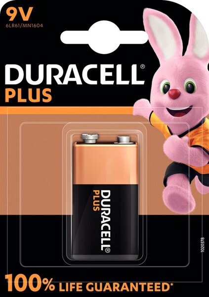 Image DURACELL Batterie Plus NEW -9V  (MN1604/6LR61)          1St.