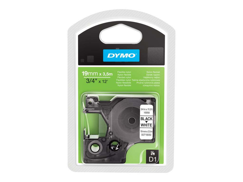 Image DYMO D1-Nylonband 19 mm x 3,5 m schwarz auf weiss