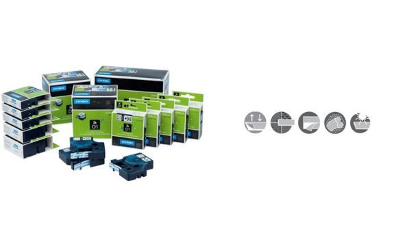 Image DYMO D1-Schriftband 9 mm x 7 m schwarz auf blau