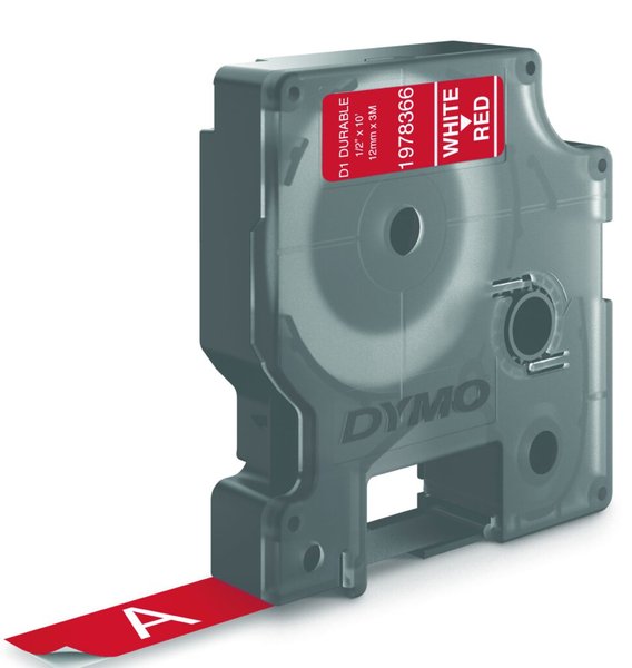 Image DYMO D1-Vinylband wh/rd 12mmx3m