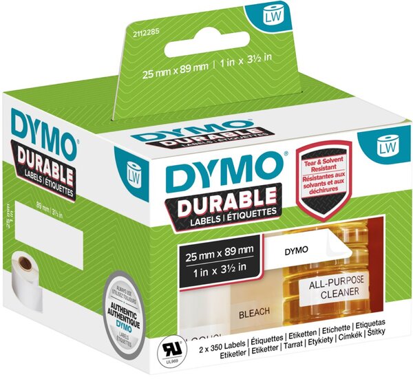 Image DYMO LW-Kunststoff-Etiketten, 2 Rollen a 350 Etiketten