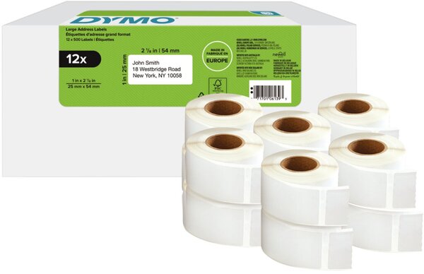 Image DYMO LW-Rücksendeetiketten  Großpack. 25x54mm 12Rl 500St/Rol