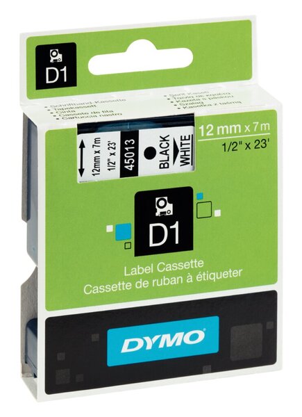 Image Dymo D1 Schriftband 12 mm x 7 m schwarz auf transparent    45010