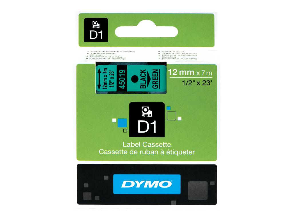 Image Dymo D1 Schriftband 12 mm x 7 m schwarz auf grün           45019