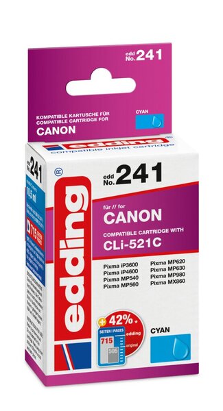 Image Edding Tinte 241 Canon CLI-521 cyan Ersetzt: Canon CLI-521C