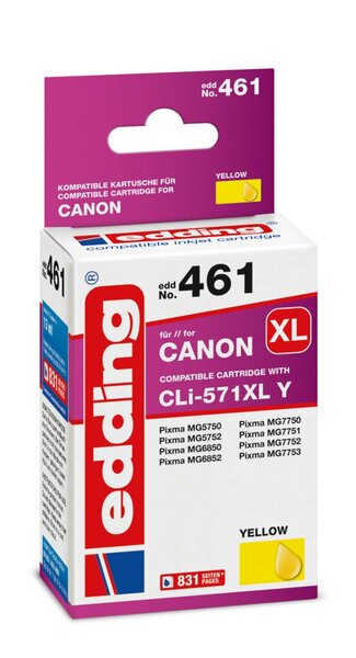 Image Edding Tinte 461 Canon 571XL gelb Ersetzt: Canon CLI-571XL, No.571XL